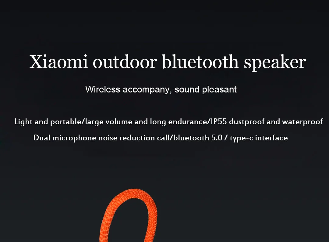 Xiaomi Bluetooth наружный динамик Bluetooth 5,0 IP55 водонепроницаемый пылезащитный тип C перезаряжаемый беспроводной переносной динамик
