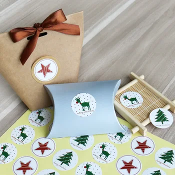 

1 sheet Christmas Sticker Elk Christmas Tree Deer Star Design Paper Label Baking Gift Sticker Merry Christmas Stationery Sticker