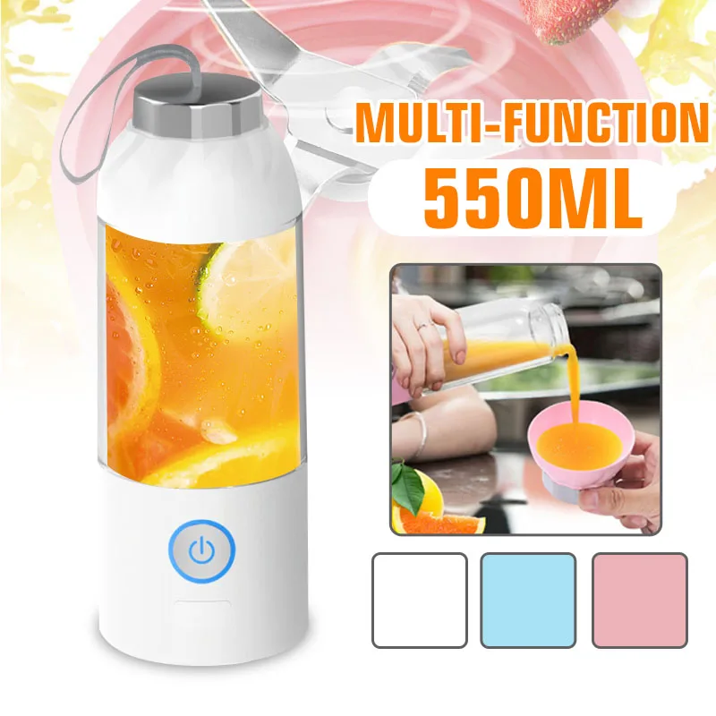 

Portable Electric Juicer Blender-Cup 550ml USB Rechargeable Fruit Mixer Extractor Milkshake Multifunction Juice Maker Machine