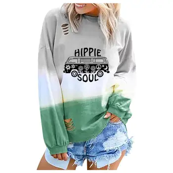 

Fashion Autumn Winter Sweatshirt Top Women Letter Long Sleeve Gradual Color Casual Hooded Hoodie Tops Streetwear Sudadera Mujer