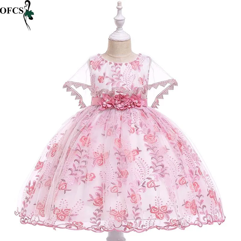 Летнее шелковое платье с цветочным узором для девочек; Платья с цветочным узором для девочек; детское платье принцессы; детская одежда для дня рождения; одежда для детей