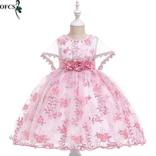 Летнее шелковое платье с цветочным узором для девочек; Платья с цветочным узором для девочек; детское платье принцессы; детская одежда для дня рождения; одежда для детей