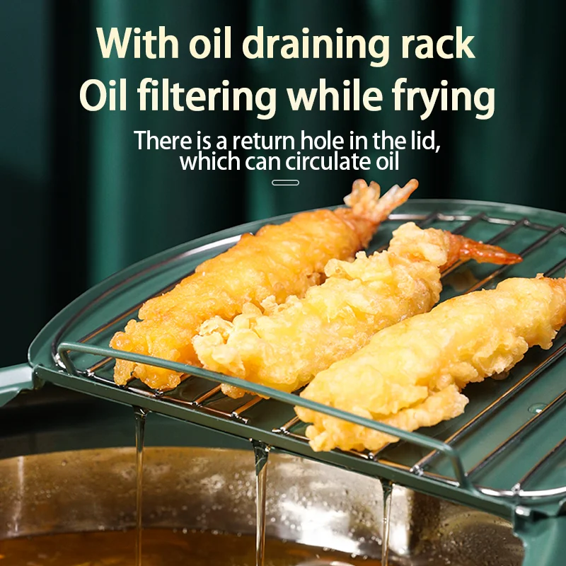 Kitchen Tempura Deep Frying Pan With Thermometer Pots And Pans Set 304