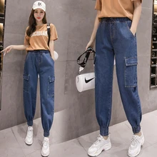 Женские джинсы Уличная одежда крутые Модные свободные зимние осенние брюки тонкие винтажные длинные женские джинсы Большие размеры A61