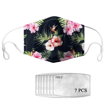 

Women Mouth Mask Vintage Tropical Flower Design Washable Winter Mask with Filter Fashion Face Masks for Ladies Protection Maski
