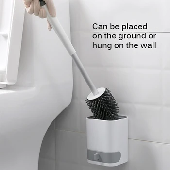 

JUSHFO Bathroom Toilet Brush Head Holder with Holder Handle Soft Bristles Cleaning Set Wall Mounted Toilet Bowl Accessories