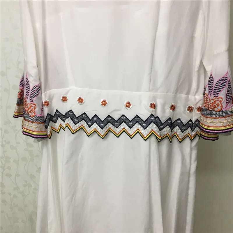 Женское летнее хлопковое платье высокого качества с коротким рукавом-бабочкой, женское платье, модное платье с вышивкой