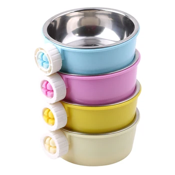 

Separable Inner Dog Water Bowl Hanging On Cage Fixed Type Food Cat Bowls For Dogs Small Feeder PP Stainless Steel
