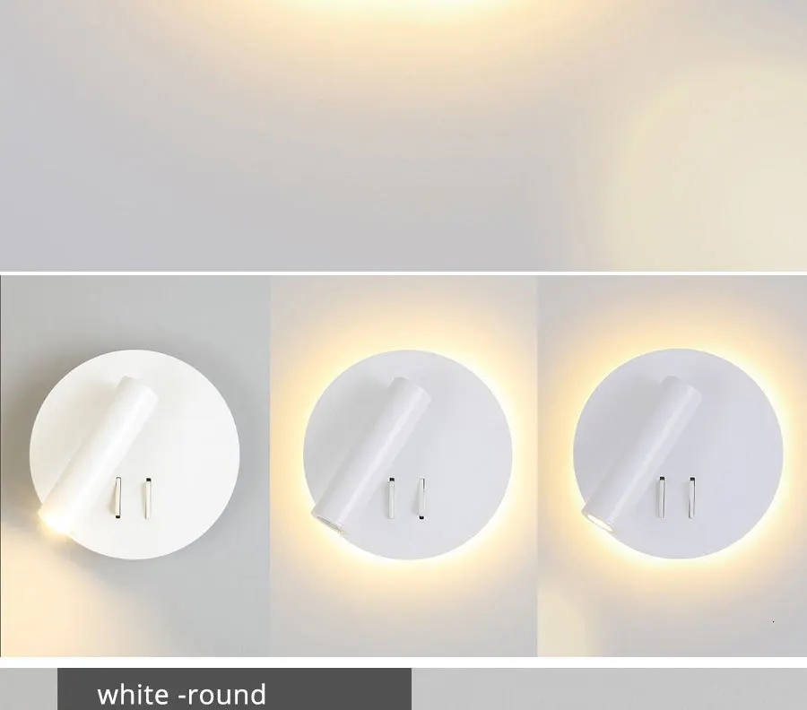 Переключатель настенный светильник для спальни рядом с домом внутренний декоративный светильник бра круглый квадратный светильник ing белые или черные светильники для прихожей