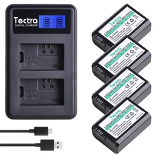 Lot de 4 batteries NPFW50 NP FW50 NP-FW50 avec écran LCD, double chargeur USB pour Sony Alpha a6500 a6300 a6000 a5000 a3000 NEX-3 a7R