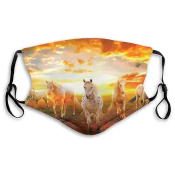 

Wild Horse Washable Reusable Mask, Anti Dust Half Face Mouth Mask For Kids Teens Men Women With Adjustable Ear Loops