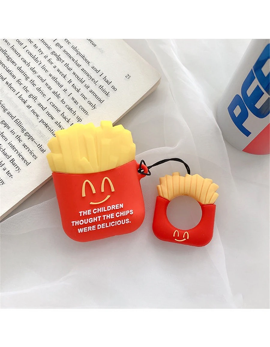 EJT1-6 Для AirPods чехол 3D Симпатичные печенье Cola гамбургер наушники чехол s для Apple Airpods 2 забавные защитную крышку чехол для телефона с кольцевым ремень - Цвет: EJT1-6