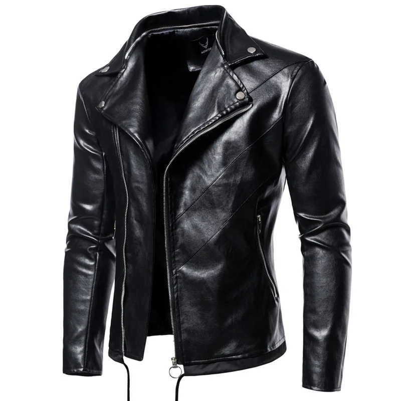 

New 2020 Motorcycle Leather Jacket Men Casual Removable Hat Zipper Solid Color Jacket Men Autumn Fashion PU Slim Men's Jacket