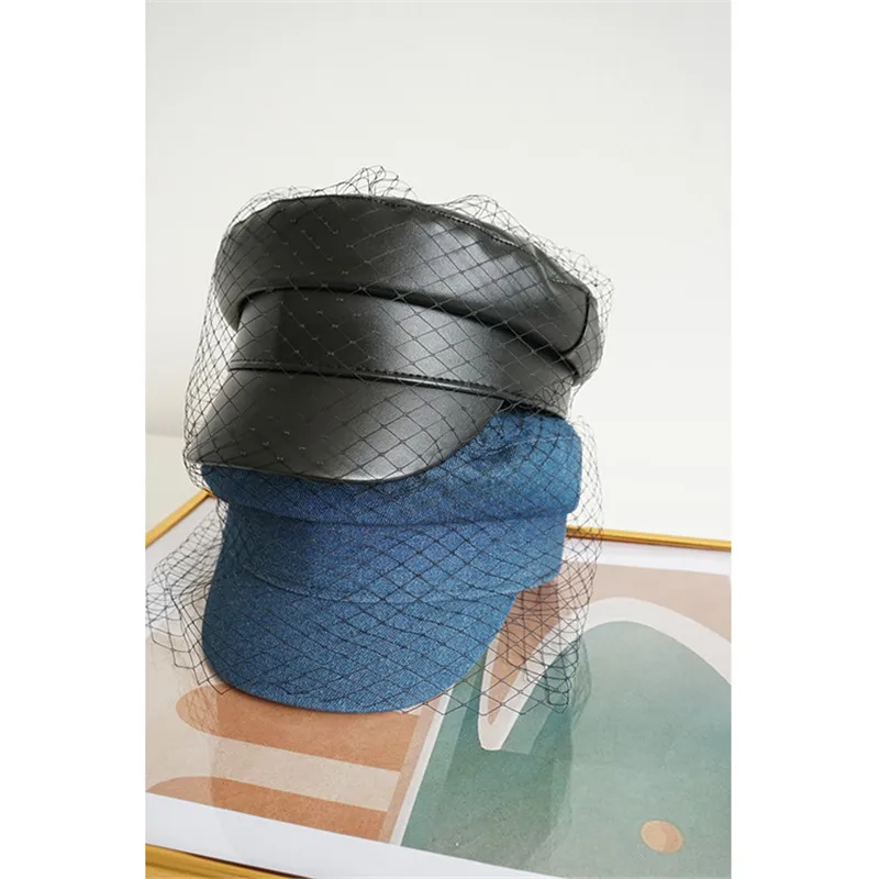 USPOP Brand Designer Fashion Autumn Winter Caps Women Mesh Yarn Newsboy Caps Flat Denim cotton newsboy cap
