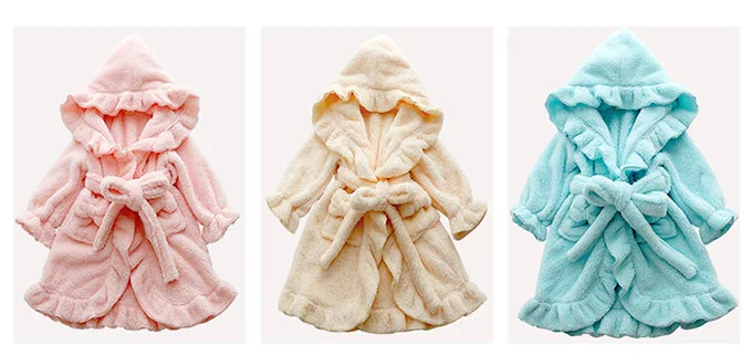 Kid's Girl's Princess Flannel Stringy Selvedge Bathrobe Baby Toddler Hooded Bath Robes Nightrobe Pajamas.Children's Sleepwear top Sleepwear & Robes