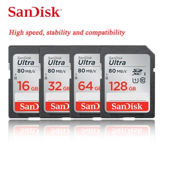 

SanDisk Ultra 32GB 16GB 64GB 128GB Class 10 SD card SDHC SDXC Memory Card C10 UHS-I 80MB/sfor Camera Camcorder