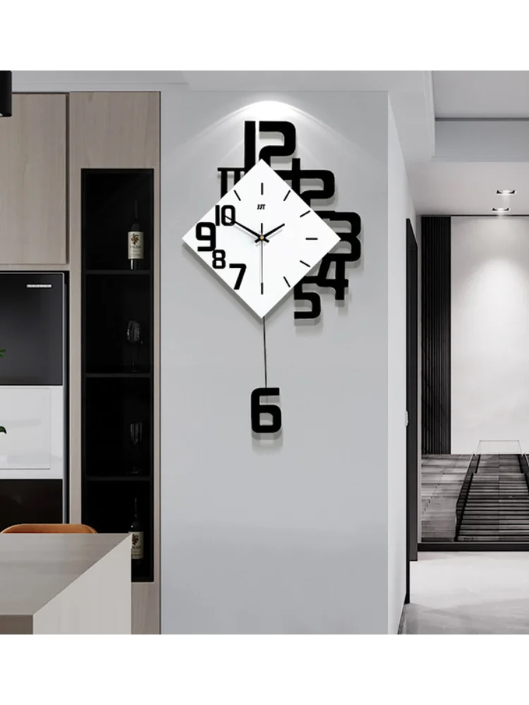 2021 new DIY wall clock home decoration wooden pointer stylish modern electronic clock living room single side mute