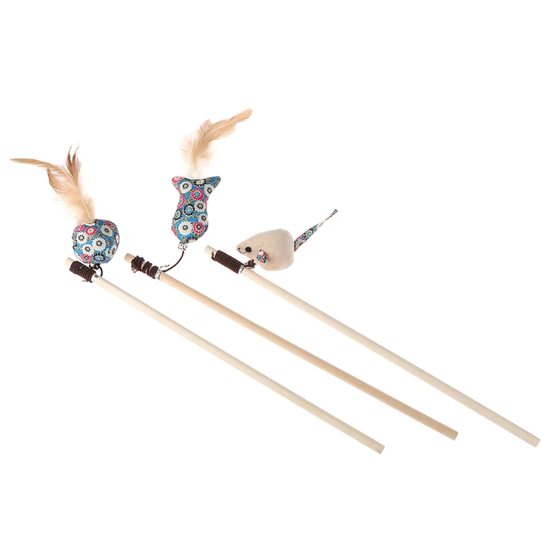 Деревянные палочки игрушки для кошек интерактивные с колокольчиками эластичный стержень имеет забавный кот мышь Тыква перо цыпленок рыба талисманы товары для кошек