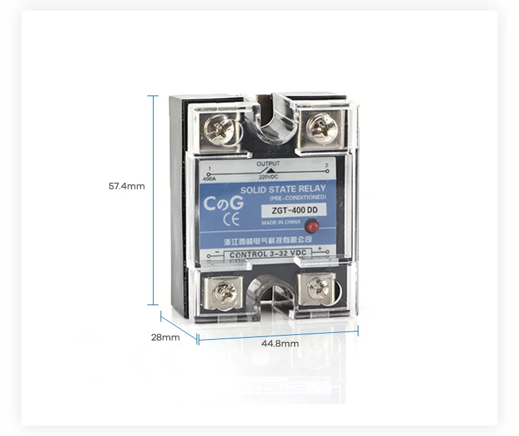 CG SSR-400DD 400A 220V 380V 600V Напряжение Однофазное 1 фазное JGX DC управление DC теплоотвод 3-32VDC до 5-220VDC 400A DD твердотельное реле