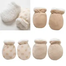 Зимние перчатки из плотного теплого флиса для мальчиков и девочек, Нескользящие варежки для новорожденных