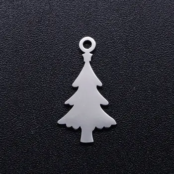 

5pcs/lot Simple Christmas Tree Stainless Steel DIY Charms Wholesale OEM Charm Accepted Charm for Bracelet Making High Polished