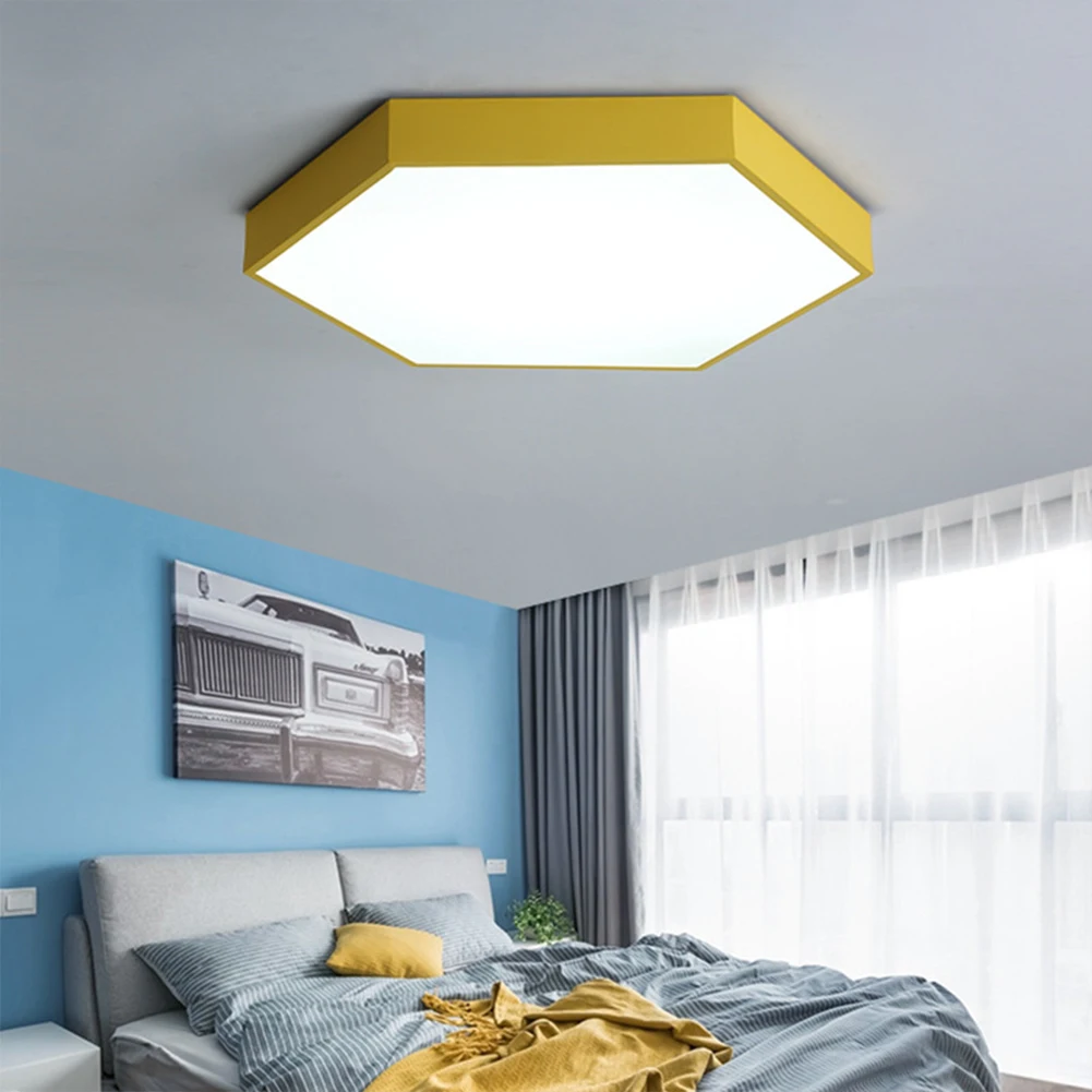 

Decoration Iron Surface Mounted European Style Bedroom Ceiling Light Hexagon Ultrathin Led Kitchen Home Study Porch Indoor