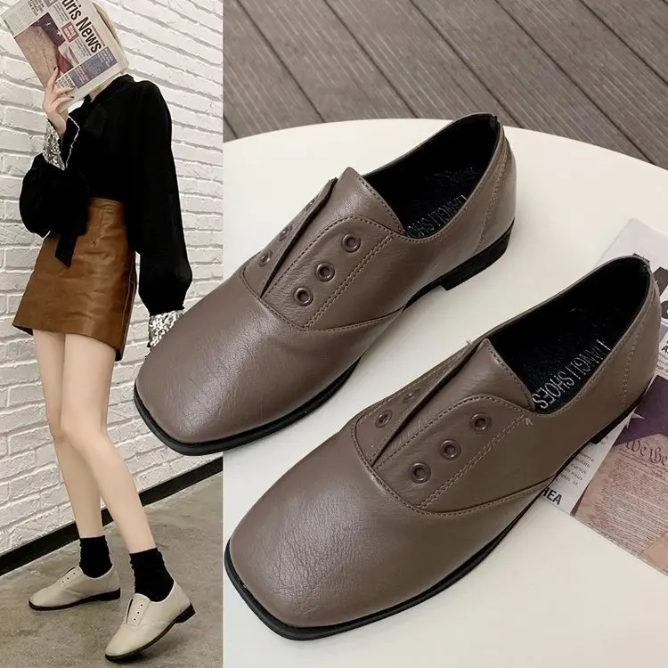 

Small Leather Shoes Women's British-Style 2020 New Style Spring And Autumn Korean-style Versatile Online Celebrity Retro with Sk
