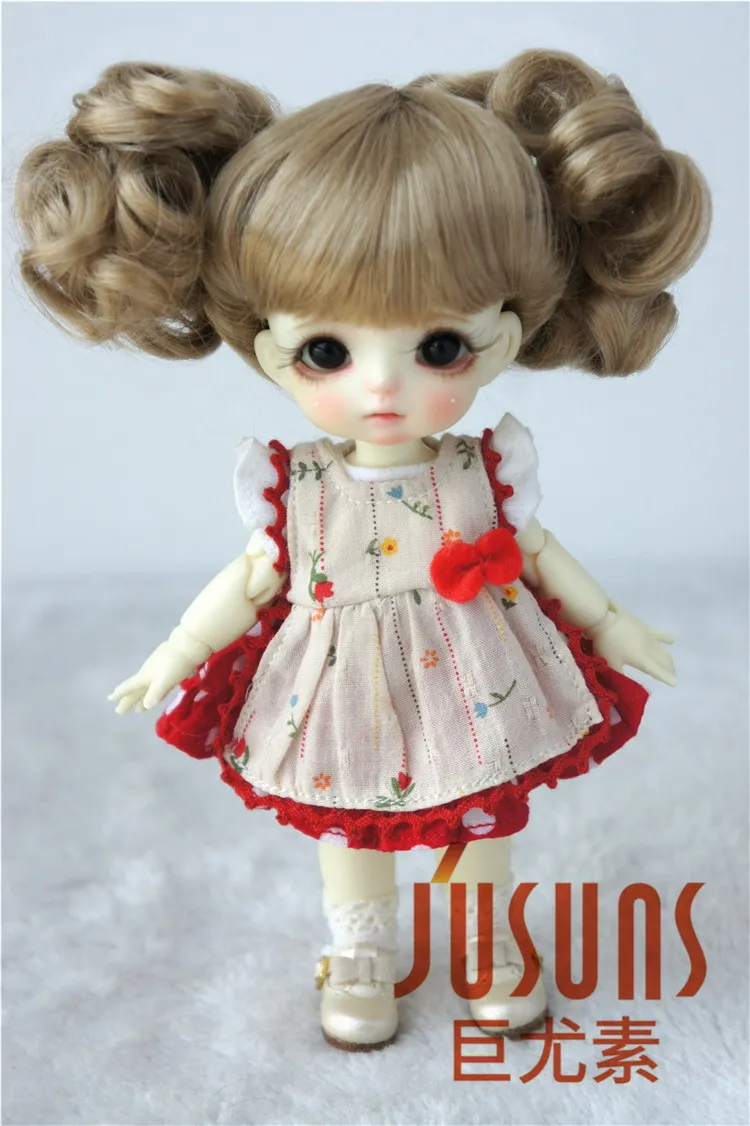 JD275 1/8 doll wigs 5-6inch Lovely two curly pony BJD wig Lati yellow doll accessories
