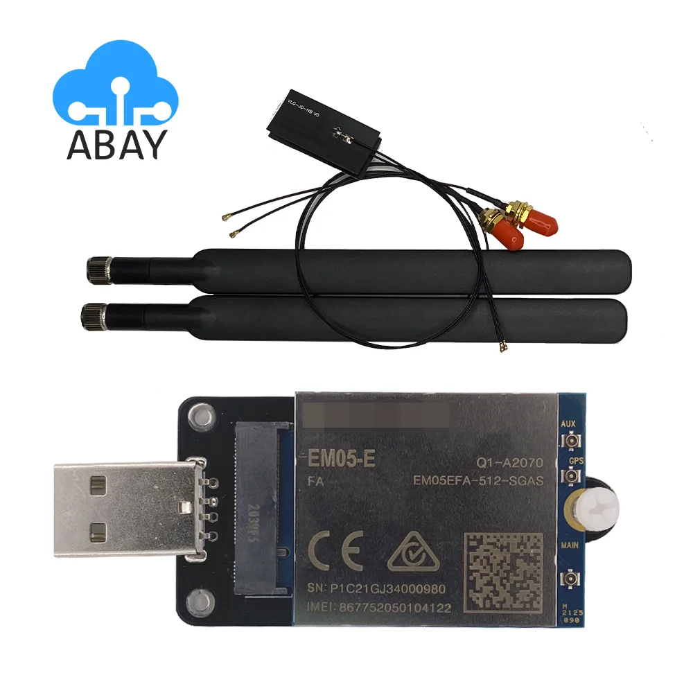 EM05-E EM05EFA-51-SGAS FDD-LTE/TDD-LTD 4G LTE Cat4 1500Mbps IoT Module + M.2 NGFF to USB Adapter IPEX 4th FPC Antenna |