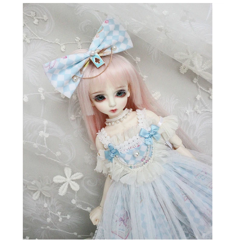 Doll clothes 1/4 1/6 doll dress cute blue gallus with head decorations for BJD SD accessories suits | Игрушки и хобби