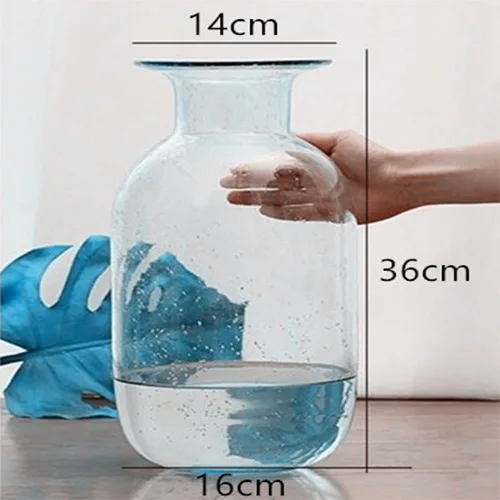as the picture shows Direct sales new style rural style blue creative embossed glass hydroponic Madrid vase personality home decoration ornaments - Цвет: as the picture shows