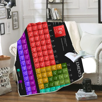 

Periodic Table Printed Plush Throw Blanket Sherpa Fleece Bedspread Sofa Blankets For Beds Square Picnic Soft Blanket