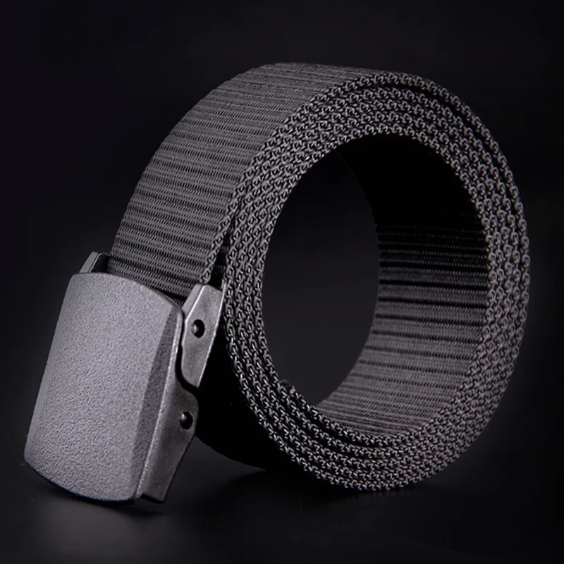 

Canvas Belt Men's belt women's non-metal through Security Korea version of military training automatic buckle casual jeans outdo