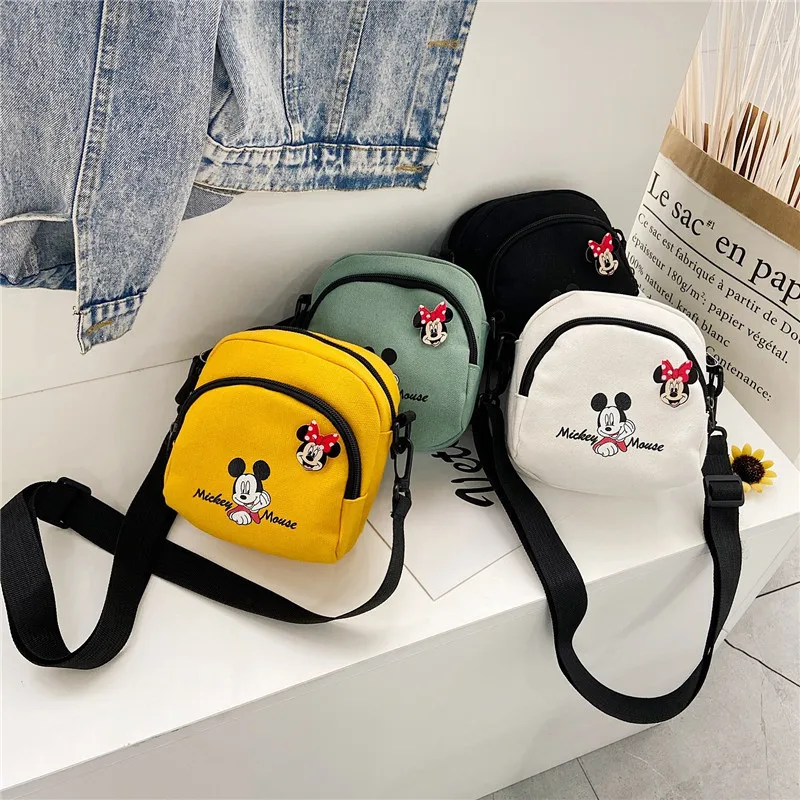 Genuine Disney Cartoon Anime Mickey Mouse Canvas Shoulder Bags Cute Fashion Women's Handbags Minnie Messenger Bag Girls Gifts crossbody bag women shoulder bag women messenger bag