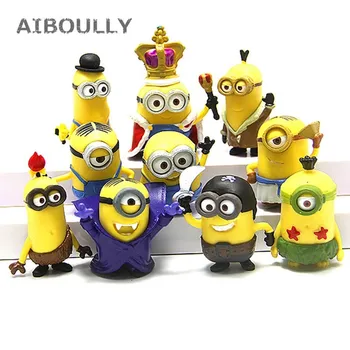 

10pcs/set Minions Figurines Toys 3D Eye Mini Despicable Me Minion PVC Action Figure Toys Anime Figurines Miniature Model for kid