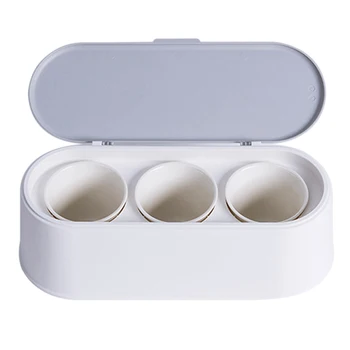 

28 x 10 x 8cm Ceramic Seasoning Rack Spice Storage Container Kitchen Utensils with Cover and Spoon 2020 new - White + Grey