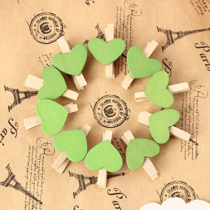 

10Pcs Mini Hearts Wooden Pegs Clips Photo Craft Wedding Party Decor Decoration