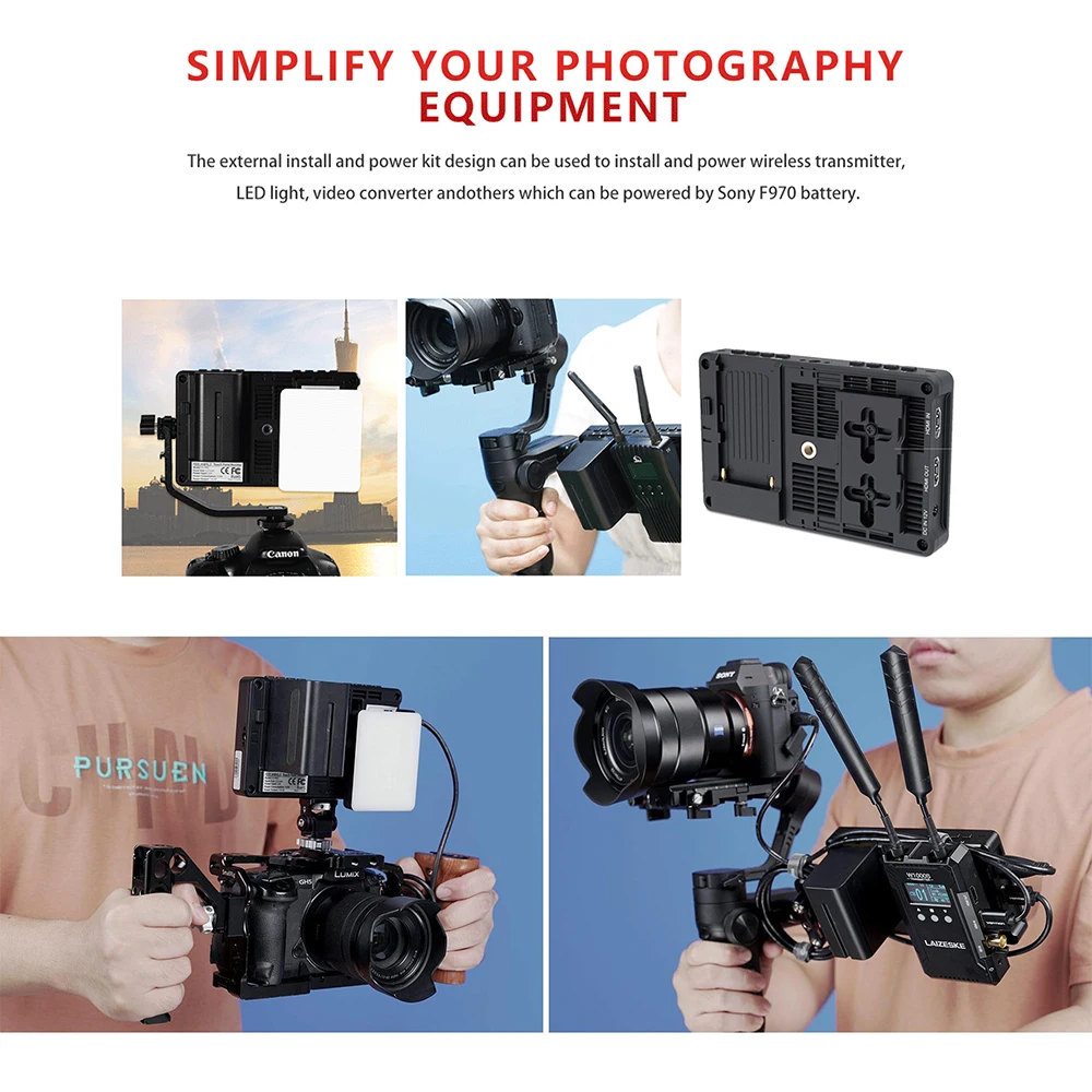 FEELWORLD F5 Pro V3 5.5 Inch 3D LUT Touch Screen DSLR Camera Field Monitor 4K HDMI Input Output LED Light Wireless Transmission