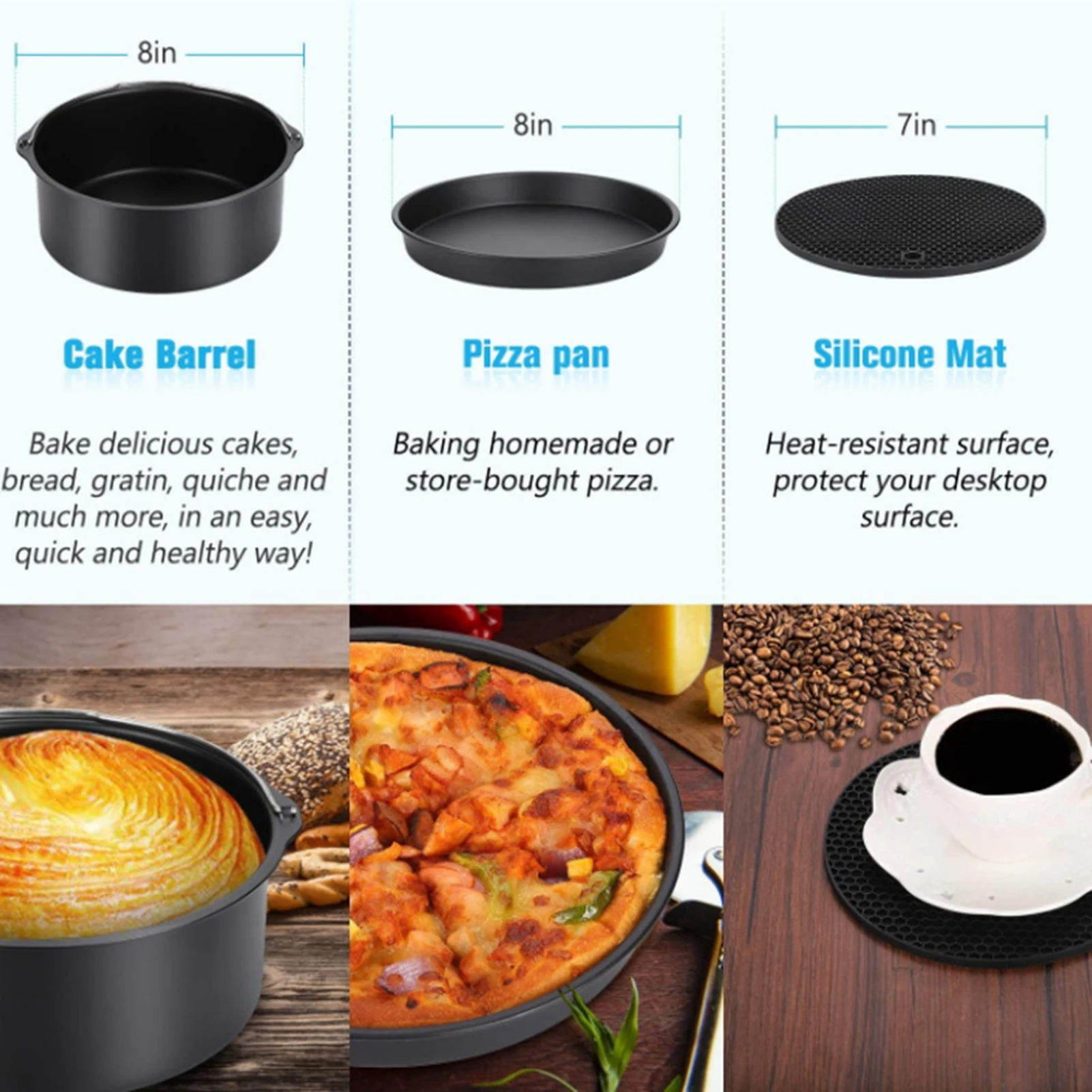 8pcs Air Fryer Accessories Fit Best Hot Fryer Accessories Set Convenience Cooking Tool For Kitchen Party Kitchen Tools & Gadgets