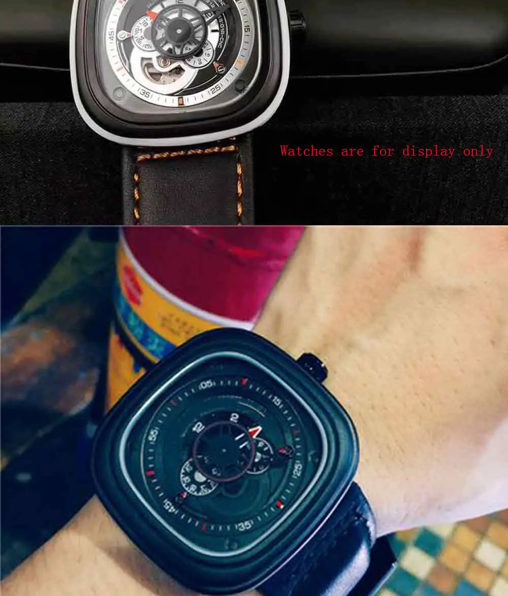 PEIYI 28mm Leather watch band with pin buckle Replacement Machinery Men's Watch Colored Line strap For P1 P2 M1 M2