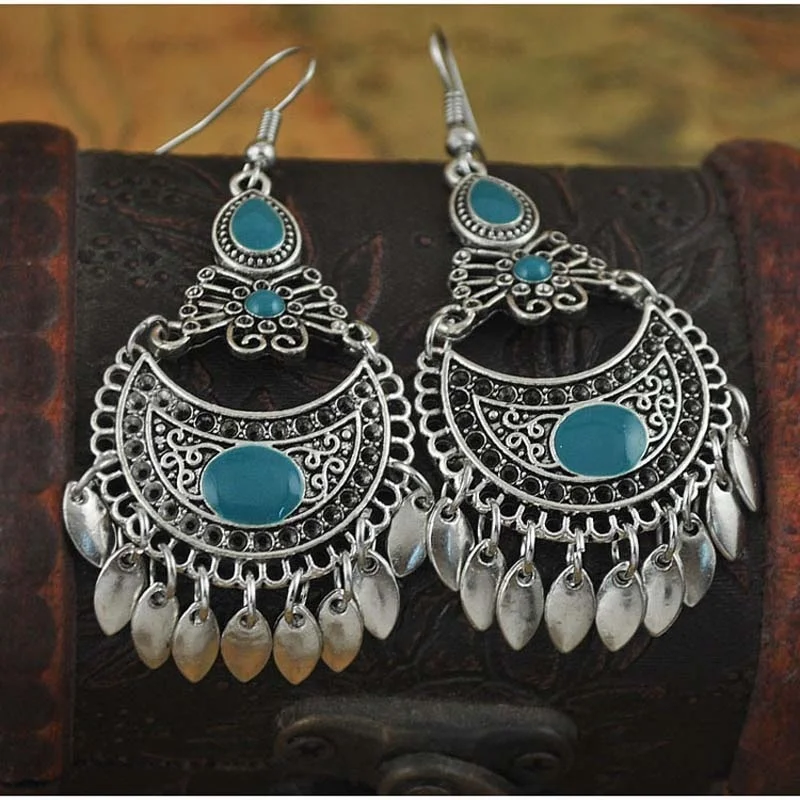DoreenBeads сережки античное серебро цвет филигрань черные стразы ювелирные изделия 7
