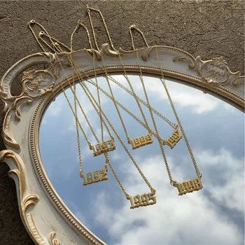 

Year Number Birth Date Necklace For Women Gold Color Chain Stainless Steel Necklace Choker 1993 1996 2000 2020 Collier Jewelry