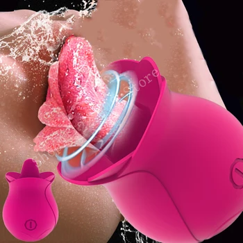 Rose Shape Vagina Tongue Licking Vibrator Intimate Good Nipple Oral Licking Clitoris Stimulation Powerful Sex Toys for Women 1