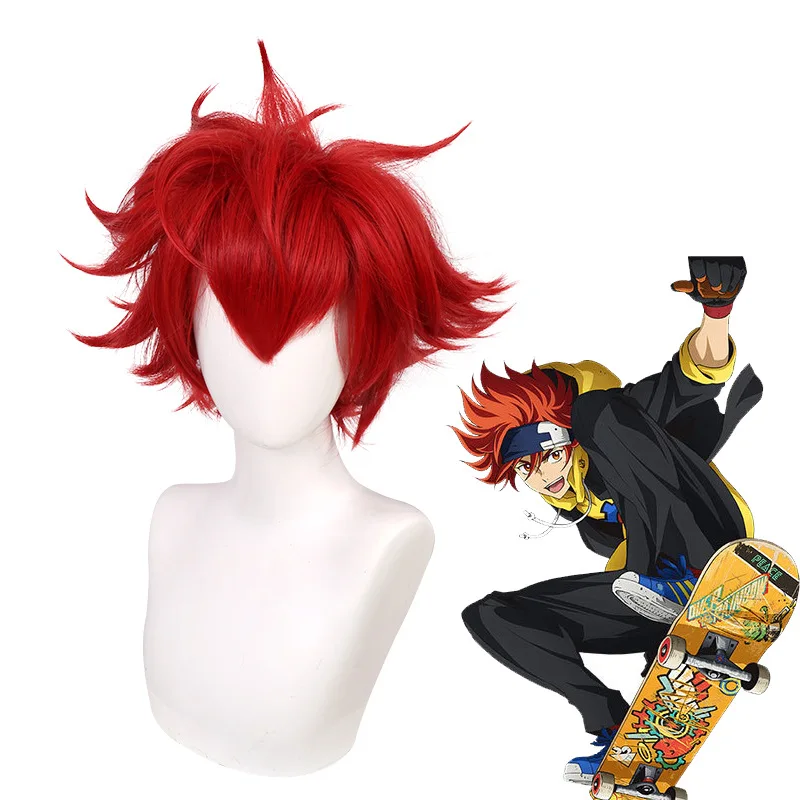 

Anime SK8 the Infinity Reki Cosplay Wig Unisex Synthetic Curly Red Short Hair Wigs Halloween Carnival Party Headwear