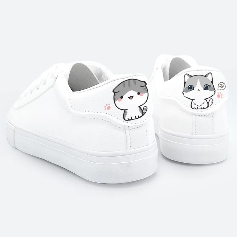 

Cute Animals Hand-Painted PU Shoes New Fashion Women Casual Shoes Low Heels Sneakers White Platform Shoes 2019 Summer Trainers