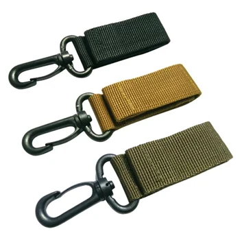 

1 Pcs Nylon Webbing Carabiners Hook Molle Buckle Keychain Clasp D-Ring Bottle Hanging Belt Clip Carabiner Outdoor Tactical Tools