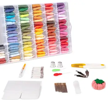 

Embroidery Floss Kit Mixed Color Cross Stitch Thread with Sewing Needles DIY Embroidery Starter Kit Home Handmade Sewing Tools