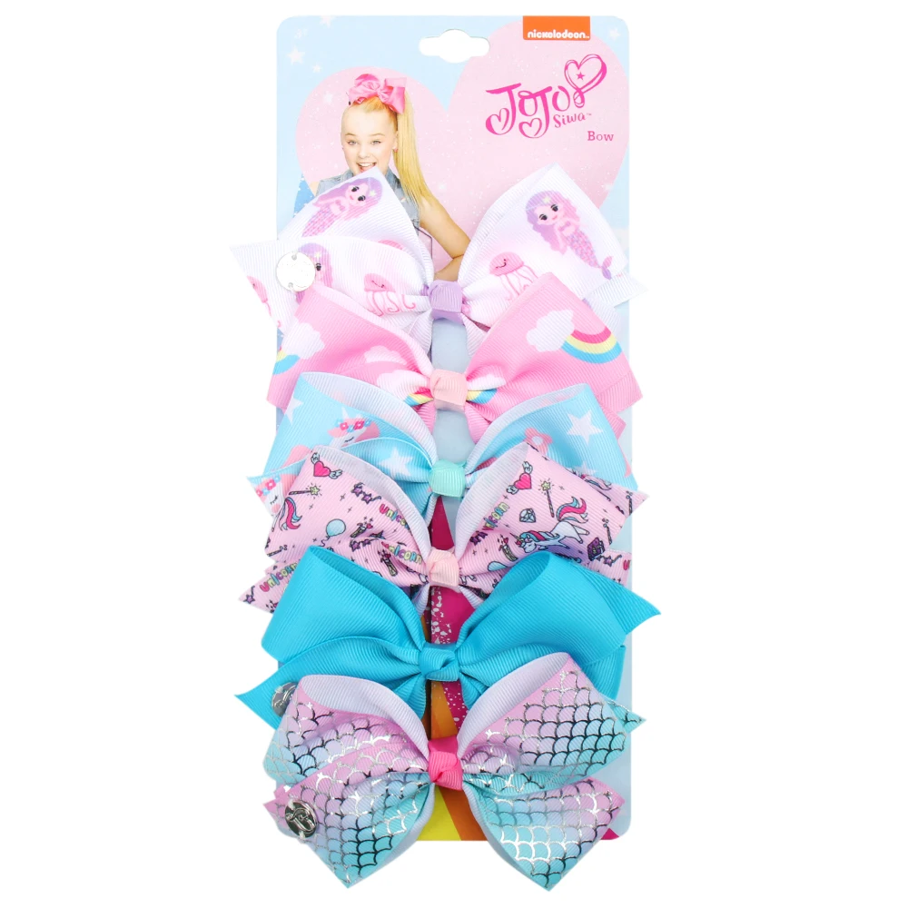 21 1 комплект 6 шт. " JoJo Siwa банты с принтом единорога радужной гаммы банты JOJO с клипсами для девочек заколки для волос аксессуары для волос - Цвет: 21
