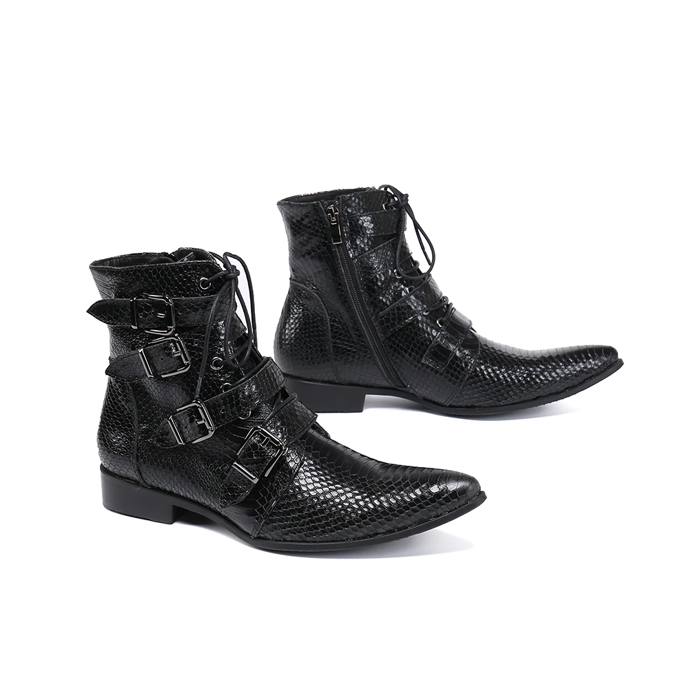 Summer Man Buckle Strap shoes Dress Boots Model Show shoes Banquet Party Personalized boots cow leather Marry boots