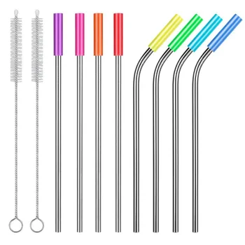 

4Pcs/set Reusable Drinking Straw High Quality 304 Stainless Steel Metal Straw with Cleaner Brush For Mugs Tea Coffee Tools N